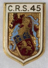 Insigne Badge POLICE Obsolète CRS 45 ORIGINAL DRAGO NOISIEL VINTAGE