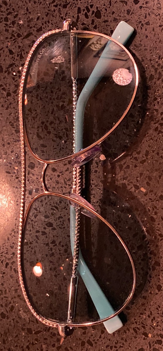 Rare Tiffany DIAMOND POINT Silver/light teal Blue Shaded TB