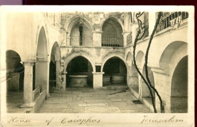 Jerusalem Haus Kaiphos alte Postkarte (geschrieben nicht verschickt)