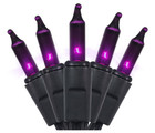 Purple Halloween Lights Outdoor - 35 Count Incandescent Mini Black Wire-Purple