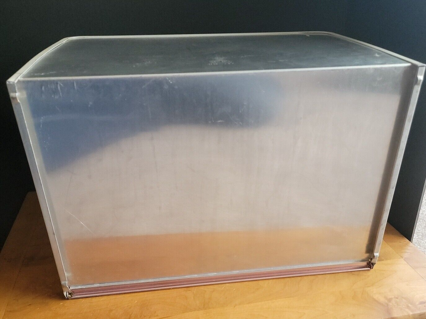 MCM West Bend Vintage Aluminum Bread Box Off White W/Rose Front NICE