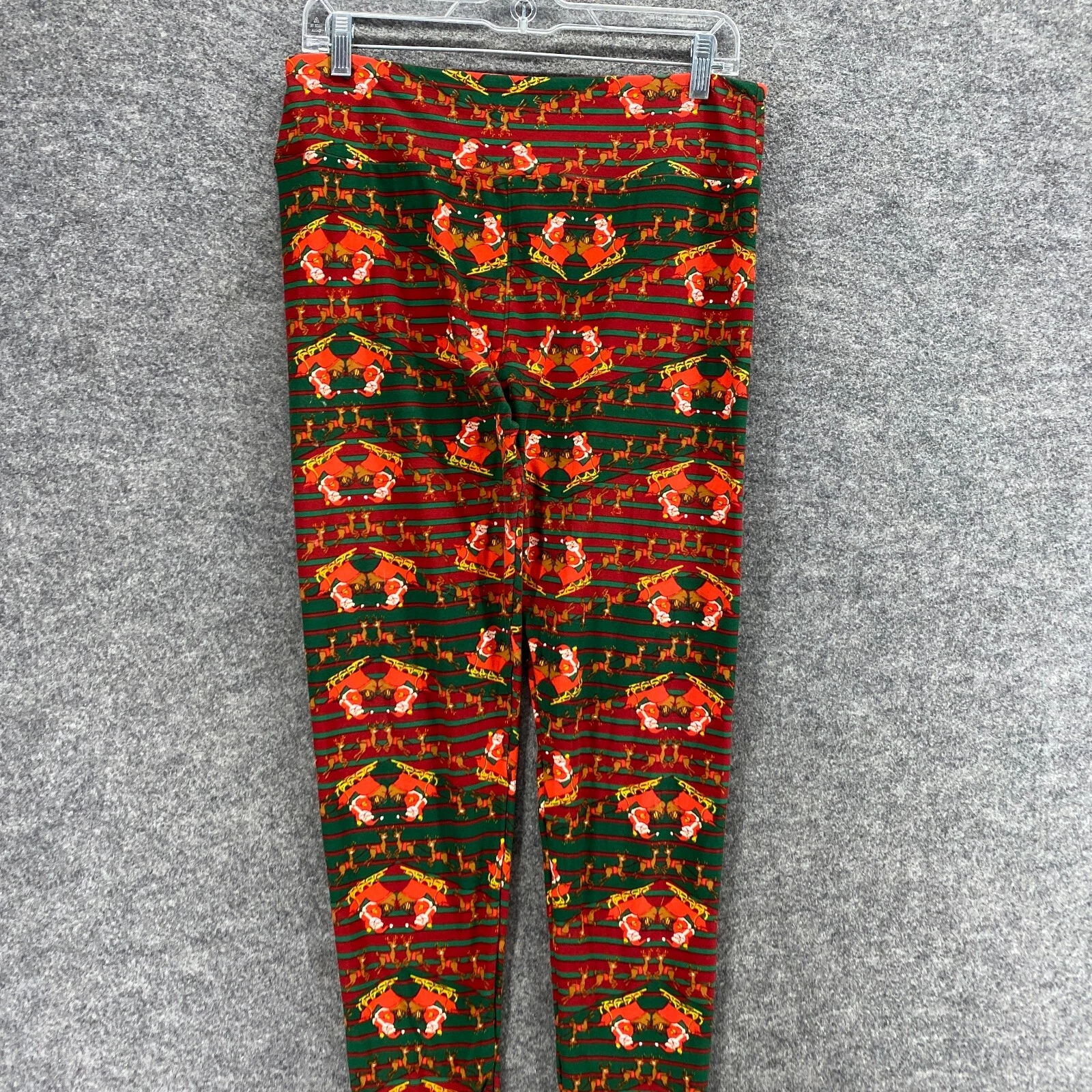 lulaloe striped christmas print tall & curvy pull on leggings