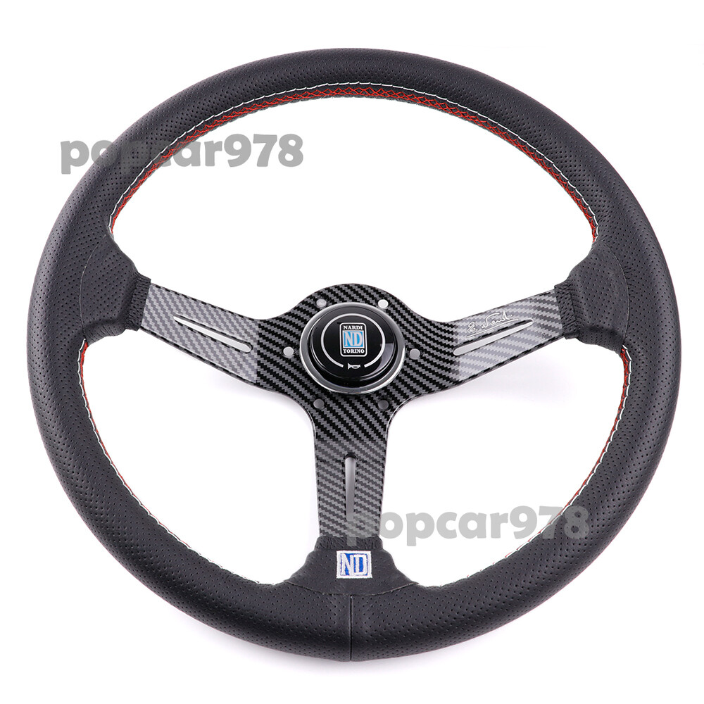 NARDI Carbon Fiber Look 350mm/14inch Deep Dish Leather Sport