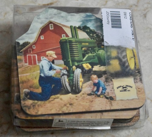 4 Vintage John Deere Cork Coasters New in package #8756