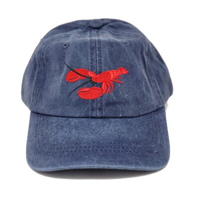 Wildlife Lobster embroidered dad hat, Red lobster embroidered ball cap