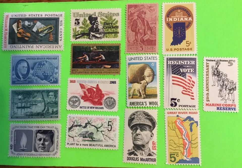 Historical Lot of 15 1946-1971 unused 5 & 6 cent US stamps & LOW SHIP - Image 4 of 4