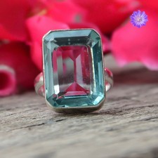 925 Sterling Silver Aquamarine Gemstone Beautiful Handmade Woman Gift Ring