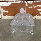 Vintage LGWright Or Higbee Glass ?Thistle Paneled 4 Toed & Lidded
