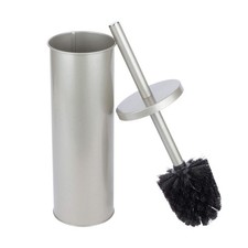 Sleek Toilet Brush and Holder with Metal Handle - Brushed Nickel