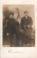 Vintage RPPC Men With Taxidery Ostrich Real Photo Postcard 1900s Weird