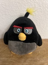 Angry Birds Black Round Bird Bomb 4.5  Stuffed Plush Toy W/ Feet