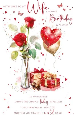 CHERRY ORCHARD PUBLISHING Large Birthday Card To My Wife - Female Foil Finish Cherry Orchard 6.8" x 9.8"