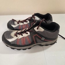 Columbia Omni Grip Womens Size 7 Hiking Trail Shoes Black Red White Mesh Lace Up