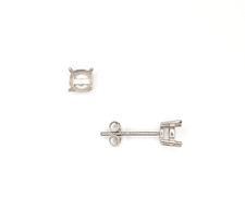 Round Four Prong Earring Settings Sterling Silver with Rhodium Finish