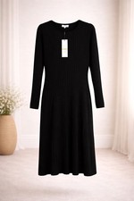 Calvin Klein Black Ribbed Midi Dress Long Sleeve NWT Size 3X
