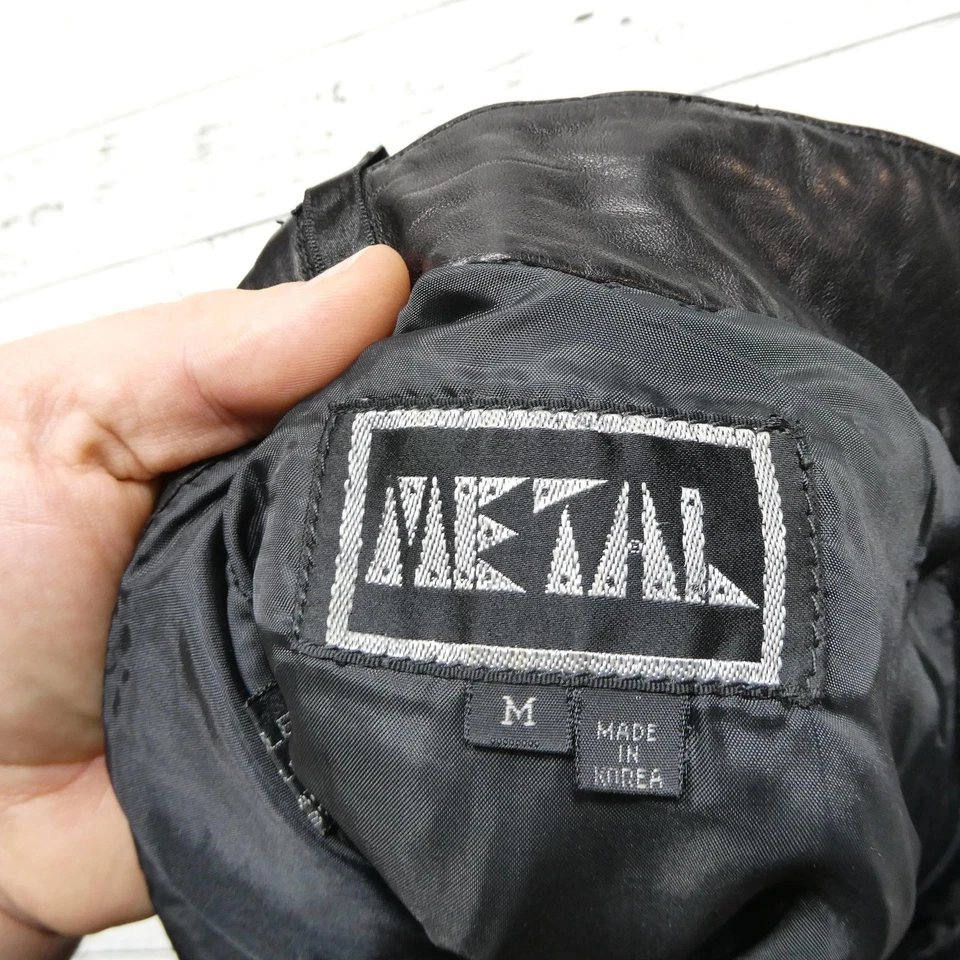 Винтажные металлические шорты размер средний черная кожа высокая талия подпоясанный плиссированные 80-х - Изображение 3 из 4