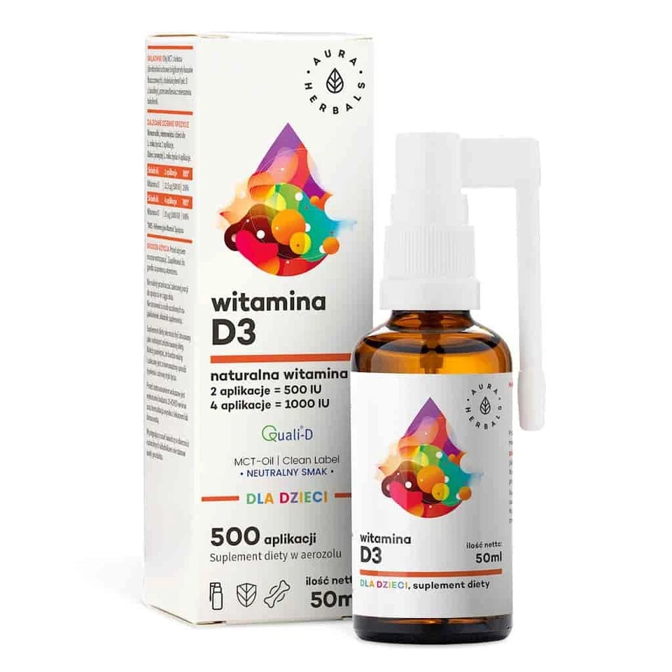 Aura Herbals Witamina D3 dla dzieci MCT 50 ml w aerozolu - Photo 1/1