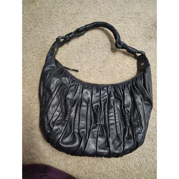 Precioso bolso de hombro vintage Isabella Fiore Hobo de cuero negro Y2K Foto 2 de 4