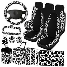 16pcs Print Car Seat Cover Full Set for Women Men Car Seat White, Black Cow