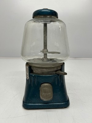 Vtg Gumball Candy Nut Dispenser Machine 1 Cent Try Some Blue Maybe Silver King