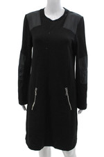 Marc By Marc Jacobs Womens Long Sleeve Zipper Detail Shift Dress Black Size L