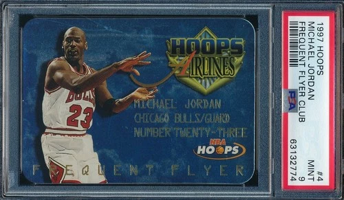 MICHAEL JORDAN 1997-98 NBA HOOPS FREQUENT FLYER PSA 9 MINT INSERT CARD #4!