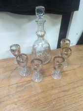 Antique EAPG  US Glass Company Pattern 420 Decanter & 6 Glasses