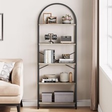 Shelves 5 Tier Bookshelf, Arched Bookcase with Metal Frame, Tall Standing Displa