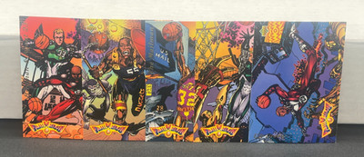 1992-93 UPPER DECK FANIMATION- Complete 5 Card Set JORDAN & BIRD MUTOMBO MALONE