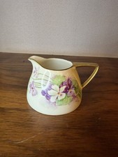 Antique T&V Limoges France Pitcher - Signed Cilius - Hand-Painted Violets