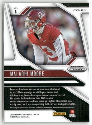 2025 Panini Prizm Draft Picks #4 Malachi Moore Prizms Gold Ice | eBay