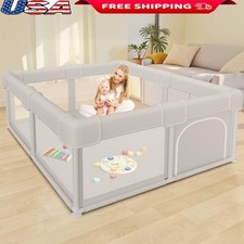 Large Baby Playpen Safe Indoor Outdoor Toddler Play Yard 360 View Easy Assembly