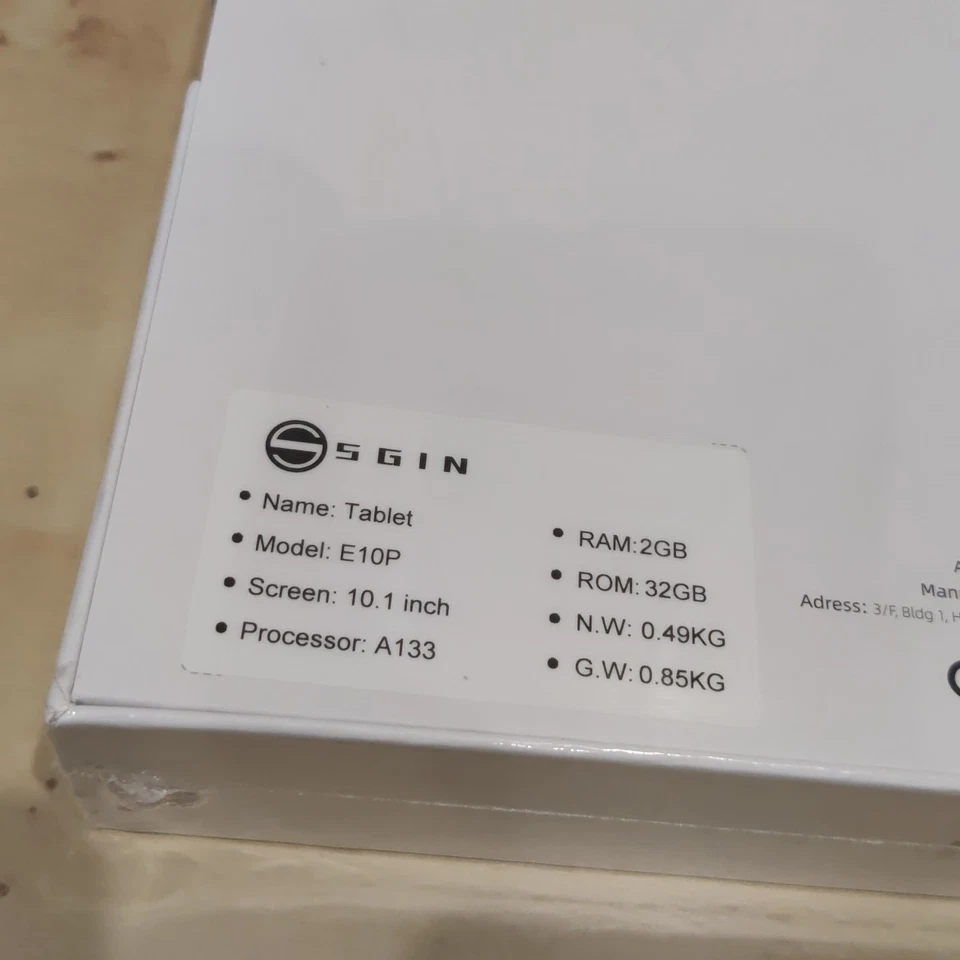 SGIN E10P Android 12 Tablet 2GB RAM 32GB ROM 10.1 Inch 1.6Ghz, A133 - Sealed - Image 2 of 2