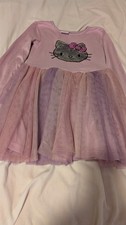 Hello Kitty Pink/Purple/Silver Sequins Girls Long Sleeve Dress Size 5/6