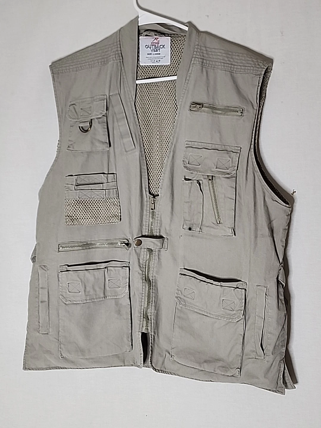 Rothco Outback Vest Mens Large Zip Up Safari Mesh Hunting Fishing Tactical
