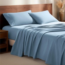 Flannel Sheet Set Full 100 Cotton Double Brushed Deep Pocket Light Blue Bare