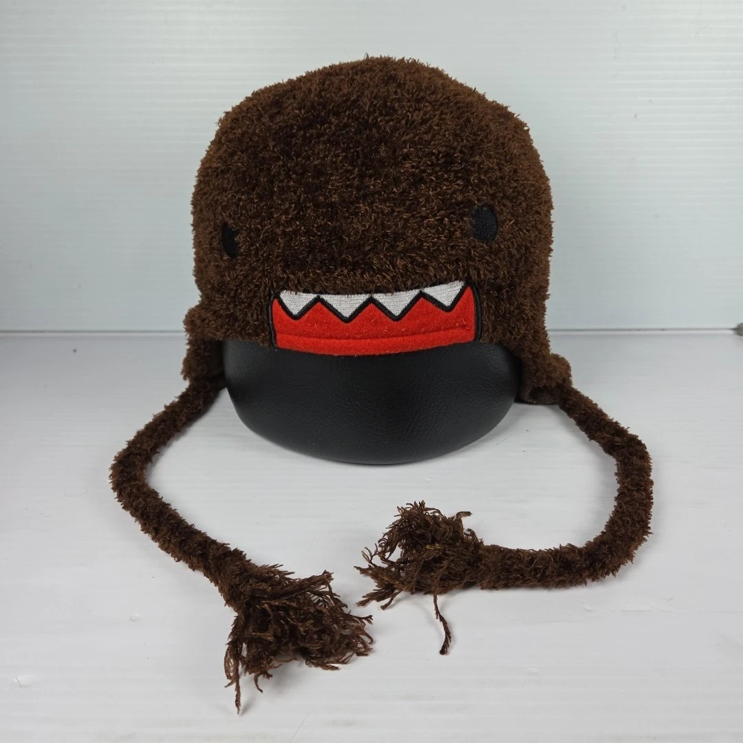 Domo Kun Lapland Ear Flap Hat Fuzzy Brown Monster Tassles Limited Edition