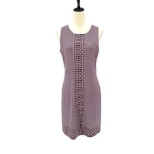 MICHAEL Michael Kors L Burgundy Black Geometric Sprint Sleeveless Spandex Dress