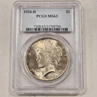 1926 D Peace Silver Dollar ~ PCGS MS63 ~ $1 US Denver Mint Better Date Coin