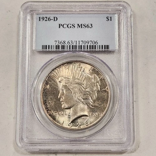 1926 D Peace Silver Dollar ~ PCGS MS63 ~ $1 US Denver Mint Better Date Coin