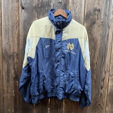 Vintage 1990s University of Notre Dame Reebok Striped XL Windbreaker Jacket