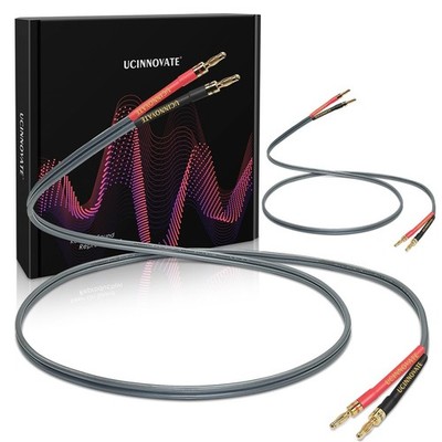 2 Pack 12AWG 4m High-End HiFi OFC Speaker Cable with Banana 12AWG, Silver