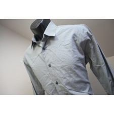 Express Button Up Dress Shirt Mens Medium Gray Geometric Fitted Long Sleeve EUC