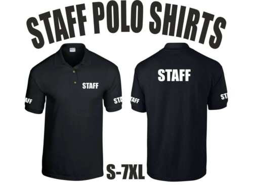 STAFF POLO SHIRT WORKFORCE STAFF EVENT SIZES S-7XL PRINTED FRONT/BACK/SLEEVES - Picture 2 of 2