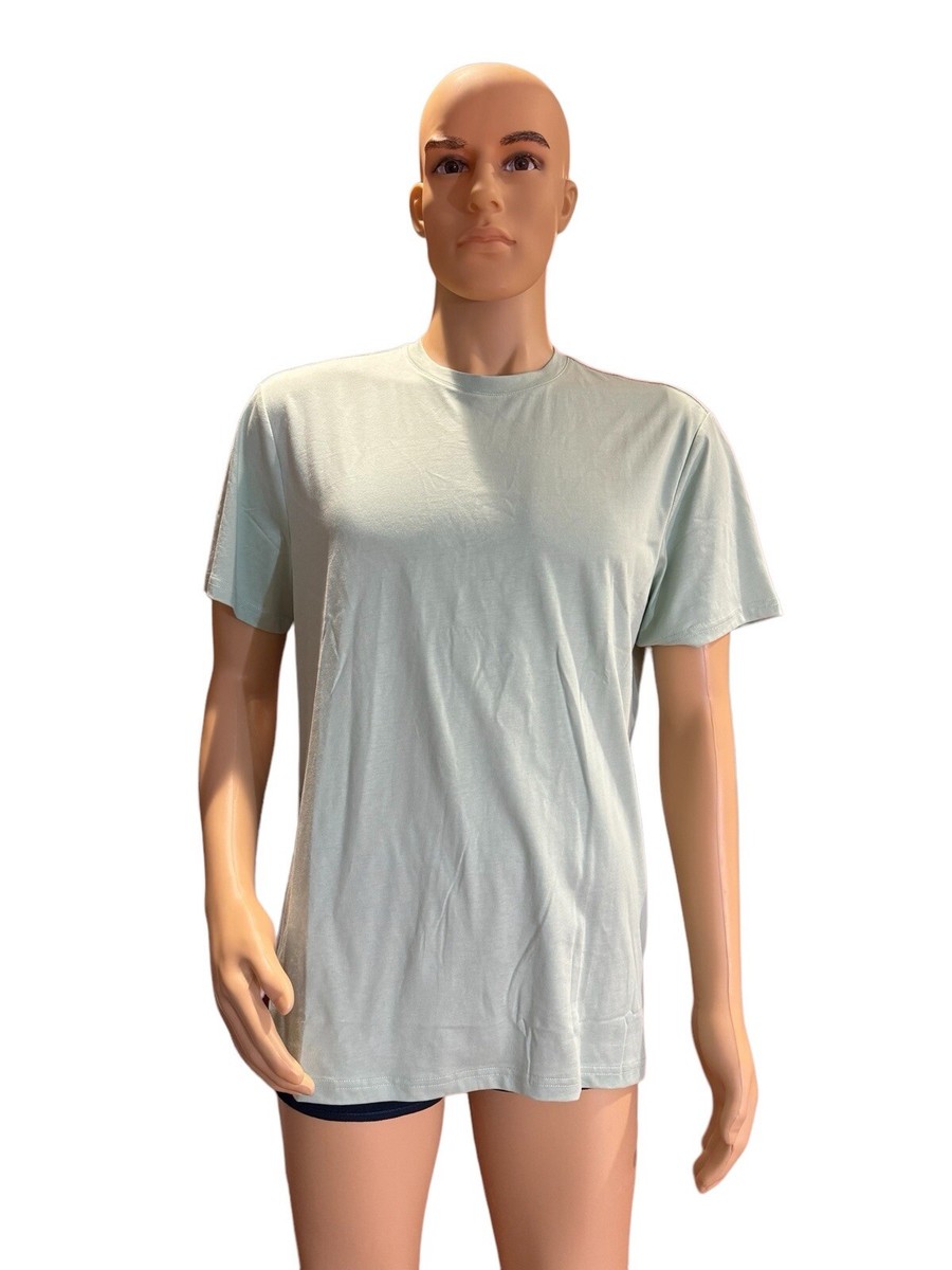 H&M Regular Fit Coupe Standard Green Short Sleeve T-Shirt Pima