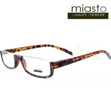MIASTO TOP RIMLESS RECTANGLE HALF READER READING GLASSES 2.50 BROWN LARGE FLEX