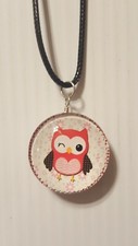 Owl Doublesided Pendant Charm / 17" 2" chain Necklace Rope 02 