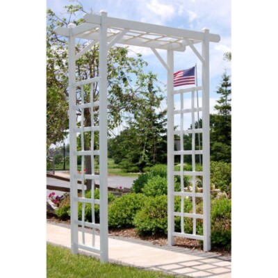 Garden Arbor 7-ft. Vinyl Lattice Patio Backyard Outdoor Garden  White Finish New