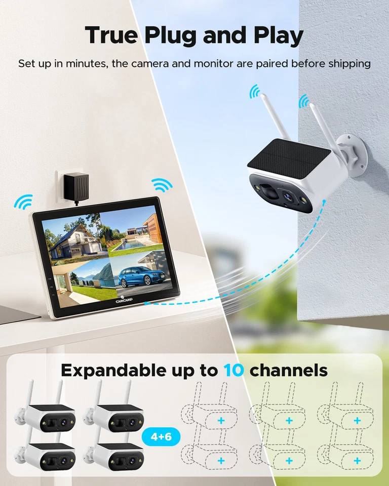 Sistema de Cámara CCTV Inalámbrica con Monitor NVR 4MP Cámaras de Seguridad Solar Exterior Foto 4 de 4