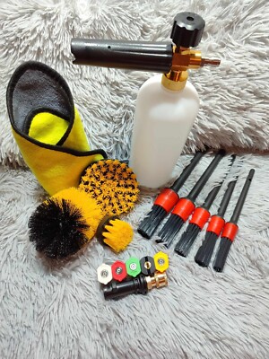 Car wash set Snow foam gun, Karcher adaptors, detailing & Drill brushes FULL KIT